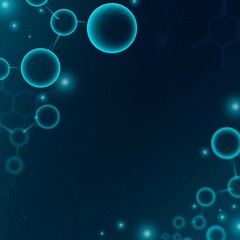 Obraz na płótnie Canvas Molecular background nanotechnology vector border in blue with blank space