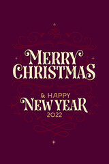 Merry Christmas & Happy New Year Card Red & Gold