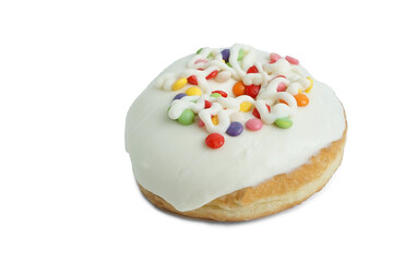 donut with colorful toping isolated on white background