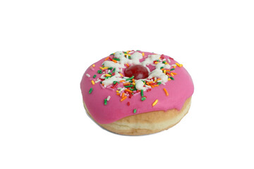 donut with colorful toping isolated on white background