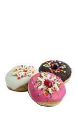 donut with colorful toping isolated on white background