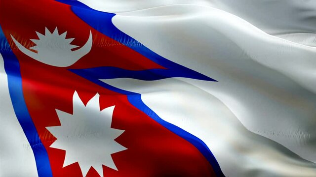 Nepal flag Motion Loop video waving in wind. Realistic Nepali Flag background. Nepal Flag Looping Closeup 1080p Full HD 1920X1080 footage. Nepal Asian country flags footage video for film,news
