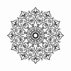 Circular pattern in the form of mandala with flower for henna mandala tattoo decoration.