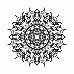 Circular pattern in the form of mandala with flower for henna mandala tattoo decoration.