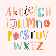 Alphabets doodle typography vector set