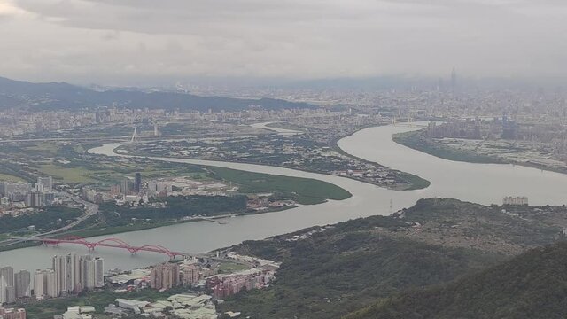 Tamsui River and Guanyin Mountain, New Taipei City, Taiwan