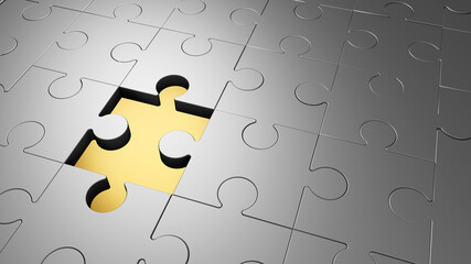 Chromium puzzle background. 3D render illustration.