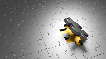 Chromium puzzle background. 3D render illustration.