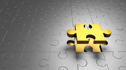 Chromium puzzle background. 3D render illustration.