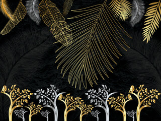 golden and black feather wallpaper