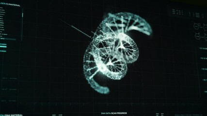 Biological Research Of DNA Structure Is Carried Out In Medical Software. Gathering And Analysing Biological Data. Graphics Animation Of Process. Technological Interface For Biological Studies. - Powered by Adobe