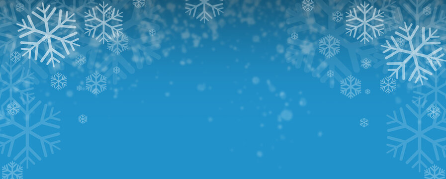 Winter image with falling snowflakes. Great for use on covers, posters, print, web, etc.
