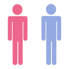 Fototapeta na wymiar Man icon. Colored sign. Blue and pink. Human silhouette. Flat design. App element. Vector illustration. Stock image.