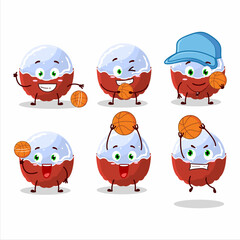 Talented brigadiero red candy cartoon character as a basketball athlete