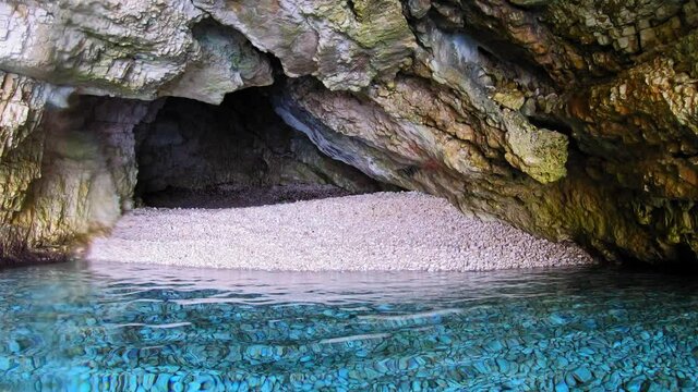 Cave at Foki Beach in Kefalonia, Greece