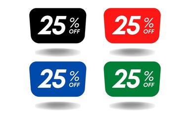 25% Percent limited special offer, 25 Percent Black Friday promotional banner, discount text, black color twenty-five