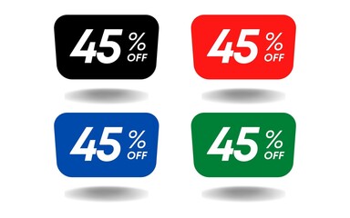 45% Percent limited special offer, 45 Percent Black Friday promotional banner, discount text, black color forty-five