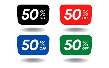 50% Percent limited special offer, 50 Percent Black Friday promotional banner, discount text, black color fifty