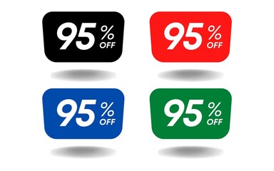 95% off limited special offer, 95 percent discount limited offer, Banner with ninety five percent discount, promotional banner