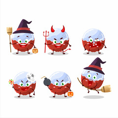 Halloween expression emoticons with cartoon character of brigadiero red candy