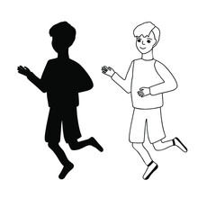 silhouette of a running boy