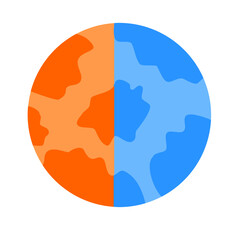 Climate change.Global warming.Planet earth temperature.Save the world.Ecology and environment concept.Flat design.Cartoon vector illustration.Sign, symbol, icon or logo isolated for infographic.