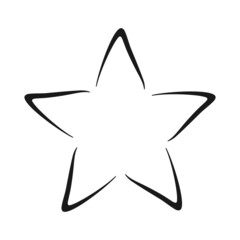 Star hand drawn doodle vector. Isolated black element on white background. Best for seamless patterns, print, cards, stickers and web design.
