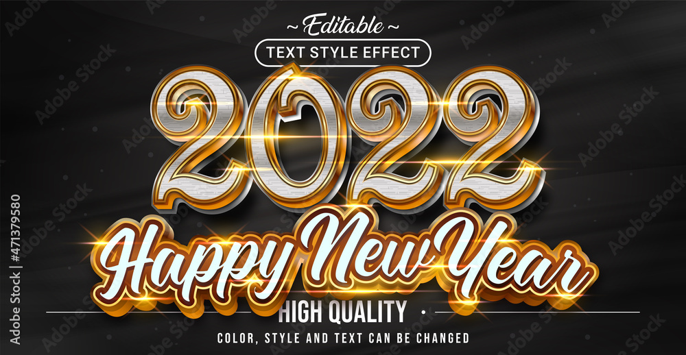 Poster Editable text style effect - 2022 Happy New Year text style theme.