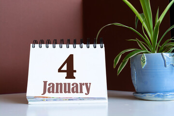 January 04. 04th day of the month, calendar date. Winter month, day of the year concept.