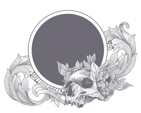 skull with ornament and copy space template

