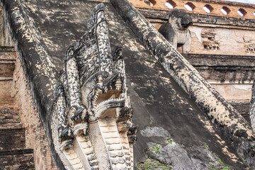 Within Wat Chedi Luang is temple of the big stupa or temple of the royal stupa that is a Buddhist temple in the historic center in Chiang Mai province of Thailand.