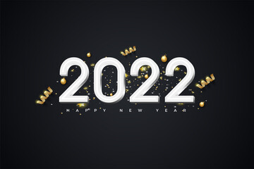 2022 happy new year with black and white concept.