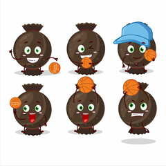 Talented chocolate candy wrap cartoon character as a basketball athlete