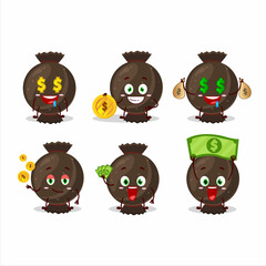 Chocolate candy wrap cartoon character with cute emoticon bring money