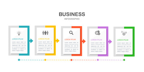 Infographic business plan process 5 steps arrow