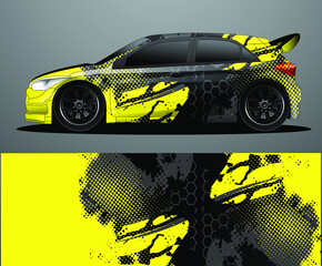 Fototapeta premium Rally car decal graphic wrap vector, abstract background