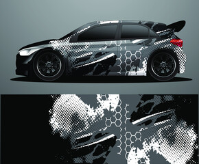 Rally car decal graphic wrap vector, abstract background