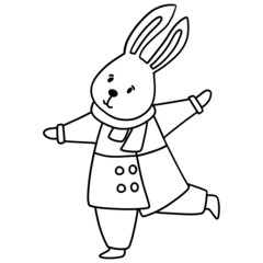 Obraz na płótnie Canvas Christmas rabbit outline design illustration for web, wedsite, application, presentation, Graphics design, branding, etc.
