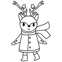 Christmas-Reindeer outline design illustration for web, wedsite, application, presentation, Graphics design, branding, etc.