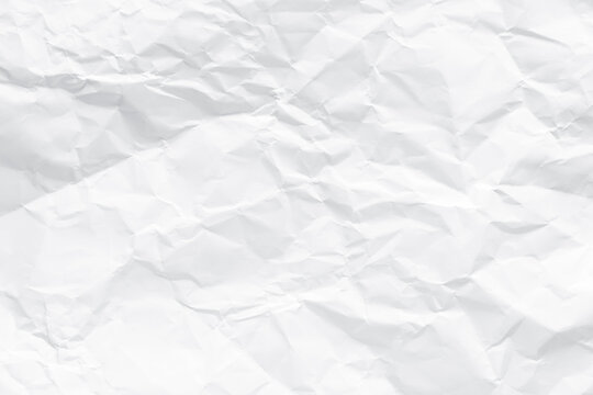 White crumpled paper texture background.