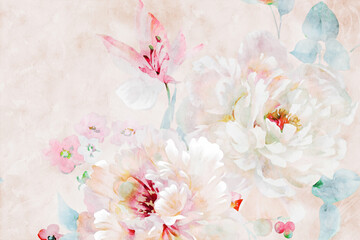 Beautiful watercolor rose flower bouquet illustration