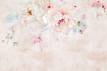 Beautiful watercolor rose flower bouquet illustration