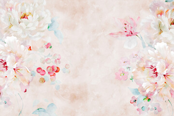 Beautiful watercolor rose flower bouquet illustration