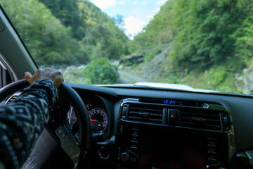 Driving off road car in the nature