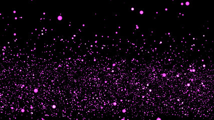 Obraz premium pink flying particles on a black background. dark abstract background with pink glowing particles 8k