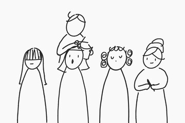 Job hand drawn vector hairdresser character, salon concept