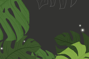 Monstera background vector tropical illustration