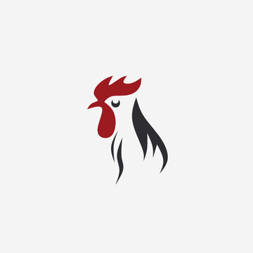Vector head of a rooster on white background