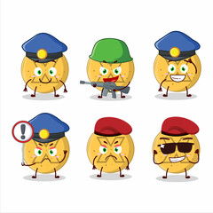 A dedicated Police officer of dalgona candy disagree mascot design style