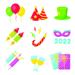 Happy new years icons party celebration design isolated on white background